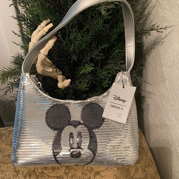 Forever 21 x Disney Mickey Mouse silver sequins hand bag NWT - Picture 11 of 11